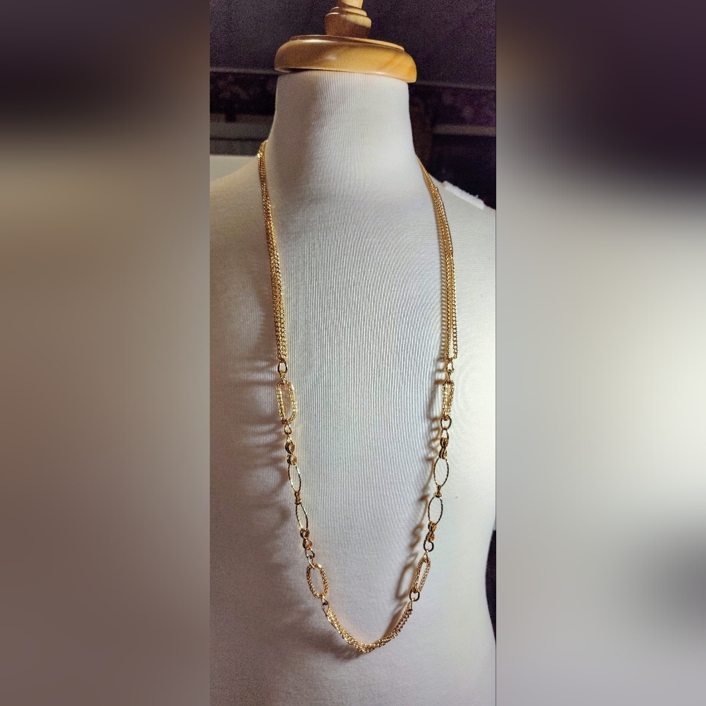 Elegant Long Gold Tone Necklace Nwot